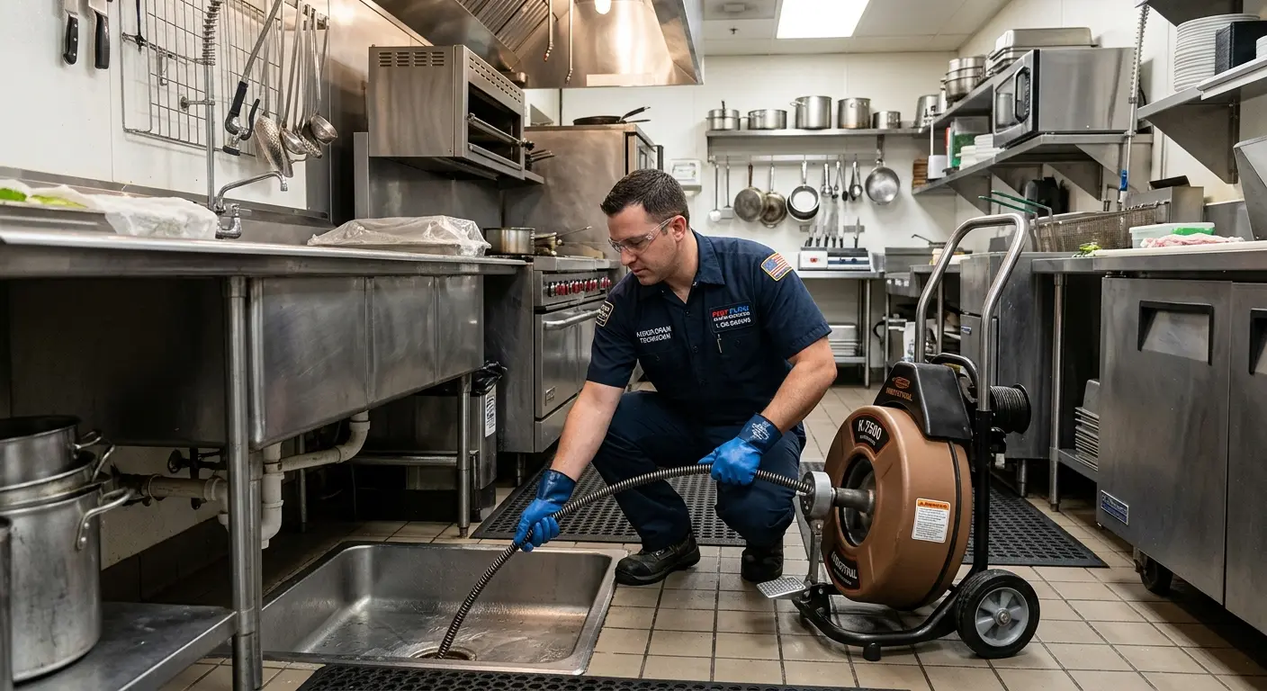Commercial drain cleaning service in a restaurant kitchen in Hempfield